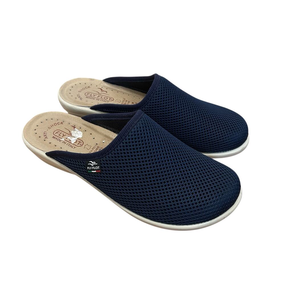 Fly Flot Navy Blue Anatomic Slip On Clogs Sz 39